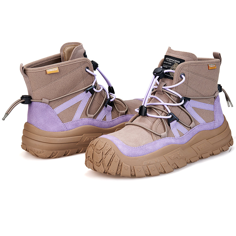 JOY&MARIO Women's Leather Slip-on Boots in Khaki-65977W