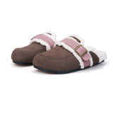 Women’s Lace-up Slip-on Cow Suede Winter Fur Slipper-77310W