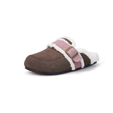 Women’s Lace-up Slip-on Cow Suede Winter Fur Slipper-77310W