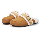 Women’s Lace-up Slip-on Cow Suede Winter Fur Slipper-77310W