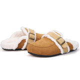 Women’s Lace-up Slip-on Cow Suede Winter Fur Slipper-77310W