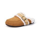 Women’s Lace-up Slip-on Cow Suede Winter Fur Slipper-77310W