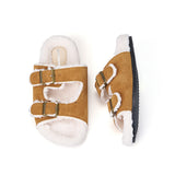 Women’s Lace-up Slip-on Cow Suede Winter Fur Slippers-77307W