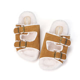 Women’s Lace-up Slip-on Cow Suede Winter Fur Slippers-77307W