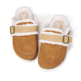 Women’s Lace-up Slip-on Cow Suede Winter Fur Slipper-77310W