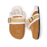 Women’s Lace-up Slip-on Cow Suede Winter Fur Slipper-77310W