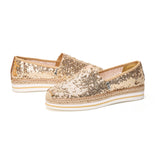 Women’s Slip-On Espadrille Sequins Mesh Loafers in Champagne-51550W