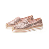 Women’s Slip-On Espadrille Sequins Mesh Loafers in Champagne-51550W