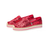 Load image into Gallery viewer, JOY&amp;MARIO Handmade Women’s Slip-On Espadrille Sequins Mesh Loafers in Red-51550W