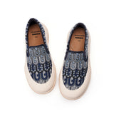 Load image into Gallery viewer, JOY&amp;MARIO Women’s Slip-on Loafer Printed Twill Platform in Navy-87635W