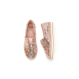 Women’s Slip-On Espadrille Sequins Mesh Loafers in Champagne-51550W