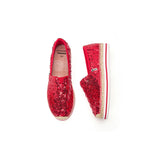 Load image into Gallery viewer, JOY&amp;MARIO Handmade Women’s Slip-On Espadrille Sequins Mesh Loafers in Red-51550W