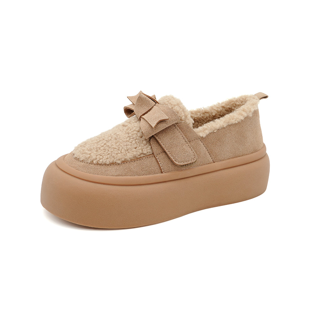 Joy&mario Women's Fur and Leather Slip-on Shoes Winter Boots-87990W