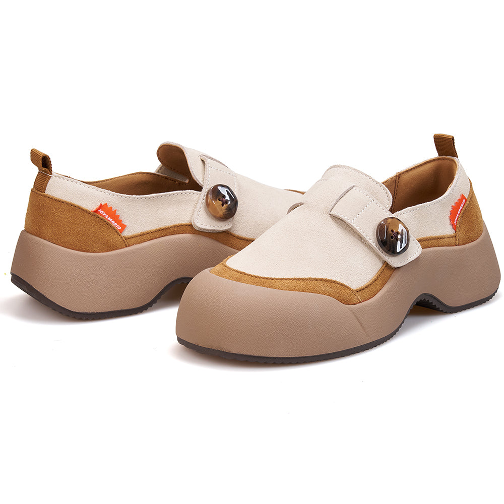 JOY&MARIO Women’s Cow suede Loafers in Camel-95172W