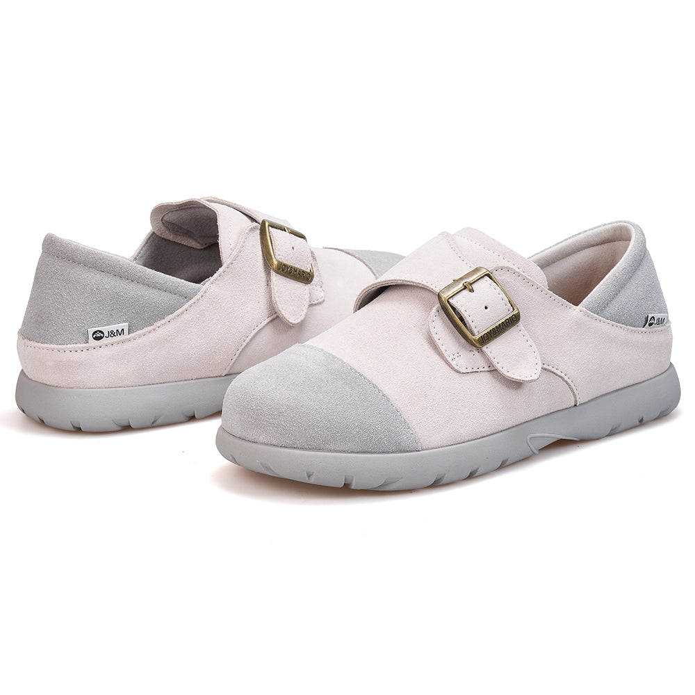 JOY&MARIO Women’s Lace-up Slip-on Cow Suede Grey Sneaker-75119W