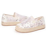 Handmade Women’s Slip-On Espadrille Sequins Mesh Loafers-05719W