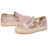 Handmade Women’s Slip-On Espadrille Sequins Mesh Loafers-05719W