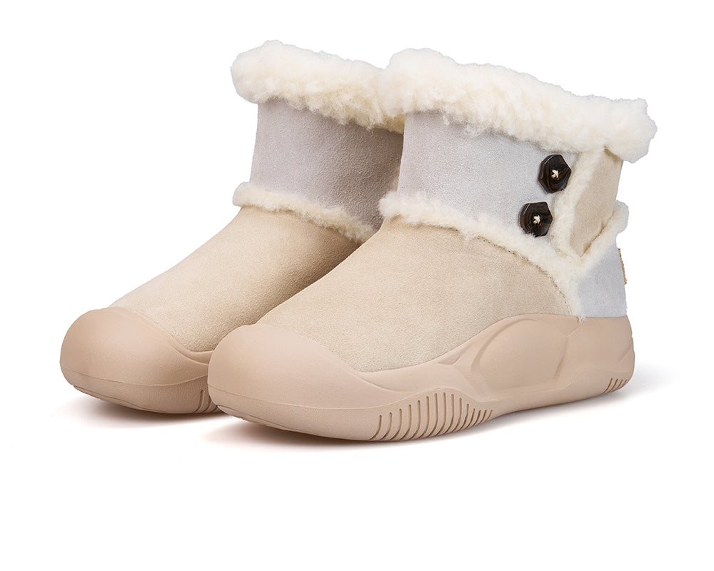 Women's Leather Slip-on Snow Boots-65935W