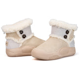 Women's Leather Slip-on Snow Boots-65935W