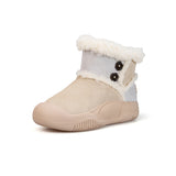 Women's Leather Slip-on Snow Boots-65935W