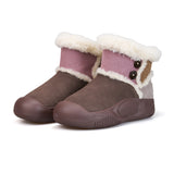 Women's Leather Slip-on Snow Boots-65935W