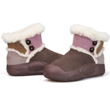 Women's Leather Slip-on Snow Boots-65935W