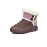 Women's Leather Slip-on Snow Boots-65935W