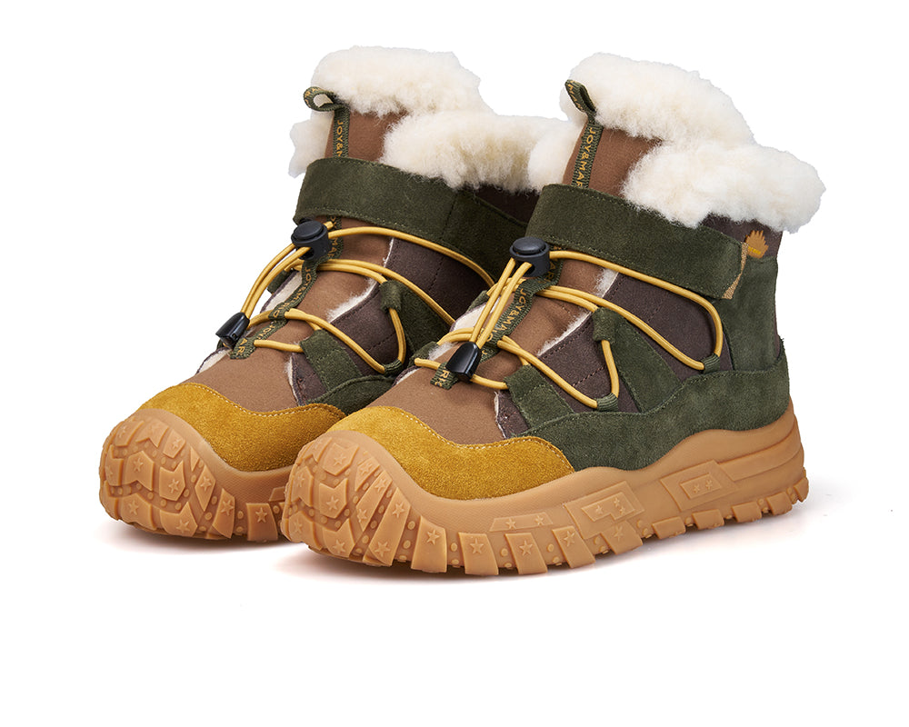 Women's Cow Suede Slip-on Snow Short Boots-65936W