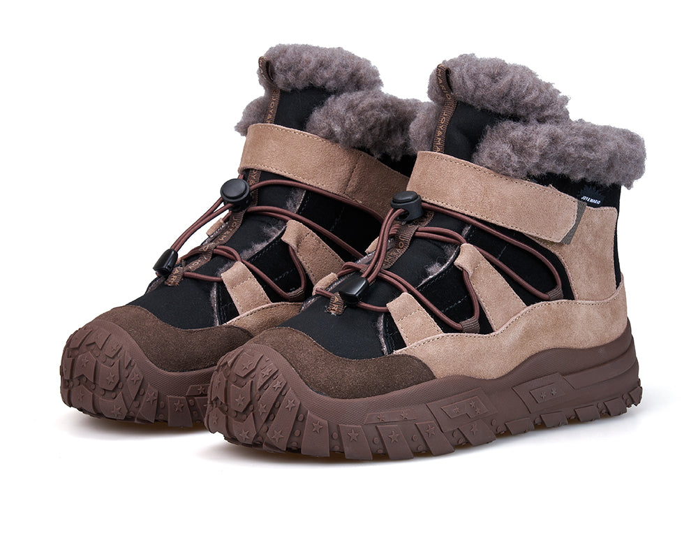 Women's Cow Suede Slip-on Snow Short Boots-65936W