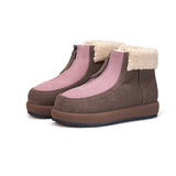 Load image into Gallery viewer, JOY&amp;MARIO Women&#39;s Cow Suede and Fur Lace-up Boots in Coffee-58131W