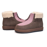 Load image into Gallery viewer, JOY&amp;MARIO Women&#39;s Cow Suede and Fur Lace-up Boots in Coffee-58131W