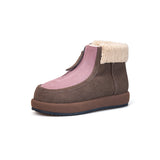 Load image into Gallery viewer, JOY&amp;MARIO Women&#39;s Cow Suede and Fur Lace-up Boots in Camel-58131W