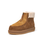 Load image into Gallery viewer, JOY&amp;MARIO Women&#39;s Cow Suede and Fur Lace-up Boots in Camel-58131W