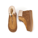 Load image into Gallery viewer, JOY&amp;MARIO Women&#39;s Cow Suede and Fur Lace-up Boots in Camel-58131W