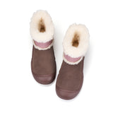 Women's Leather Slip-on Snow Boots-65935W