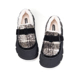 Women's Fur and Leather Slip-on Winter Ankle Boots-65926W