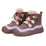 Joy&mario Women's Leather Lace-up Shoes Winter Boots in Coffee-65969W