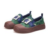 Load image into Gallery viewer, JOY&amp;MARIO Women’s Fabric Loafers in Green-65898W