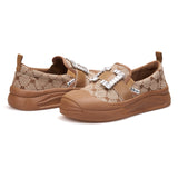 Load image into Gallery viewer, JOY&amp;MARIO Women’s Fabric Loafers in Brown-65898W