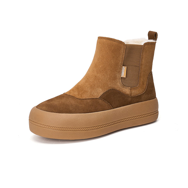 Women's Cow Suede Slip-on Snow Boots-65708W