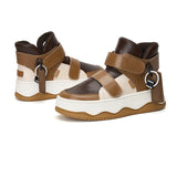 Load image into Gallery viewer, JOY&amp;MARIO Women’s Velcro Action Leather Short Boots in Camel-87693W