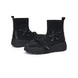 Load image into Gallery viewer, JOY&amp;MARIO Women&#39;s Weave Slip-on Boots in Black-65597W