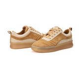 Women’s Cow Suede Camel Casual Sneakers-83616W