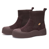 Load image into Gallery viewer, JOY&amp;MARIO Women&#39;s Cow Suede and Weave Slip-on Boots in Coffee-87712W