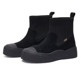 Load image into Gallery viewer, JOY&amp;MARIO Women&#39;s Cow Suede and Weave Slip-on Boots in Black-87712W
