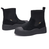 Load image into Gallery viewer, JOY&amp;MARIO Women&#39;s Cow Suede and Weave Slip-on Boots in Black-87712W