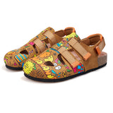 Load image into Gallery viewer, JOY&amp;MARIO Women’s Slip-On Printed Cow Suede Birken Shoes in Camel-77256W