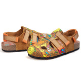 Load image into Gallery viewer, JOY&amp;MARIO Women’s Slip-On Printed Cow Suede Birken Shoes in Camel-77256W