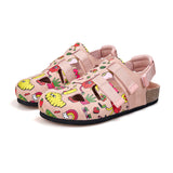 JOY&MARIO Women’s Slip-On Printed Cow Suede Birken Shoes in Pink-77256W