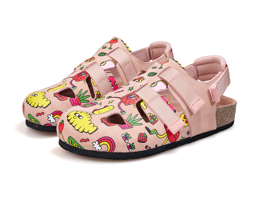 JOY&MARIO Women’s Slip-On Printed Cow Suede Birken Shoes in Camel-77256W